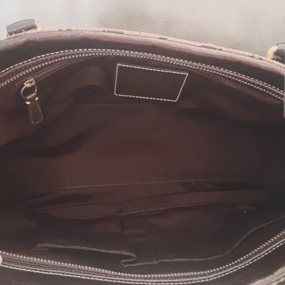 COACH SIGNATURE Y2K EUC HAMPTON CANVAS N LEATHER BAG VINTAGE - Picture 7 of 8